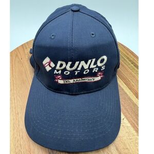 UltraClub Dunlo Motors 15th Anniversary Blue‎ Embroidered Baseball Hat Cap  0297